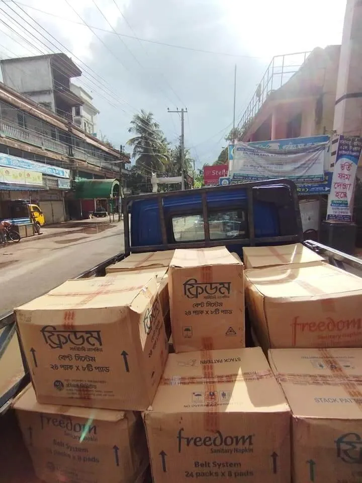Packets of sanitary napkins For the Sylhet flood victims, 2022